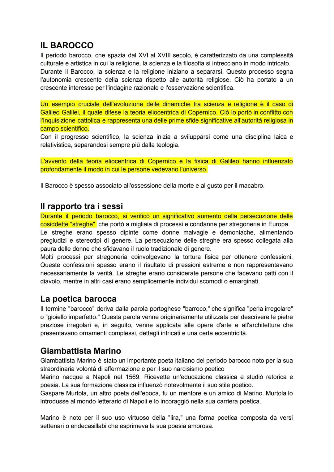 Il Barocco in generale, Giambattista Marino, Galileo Galilei