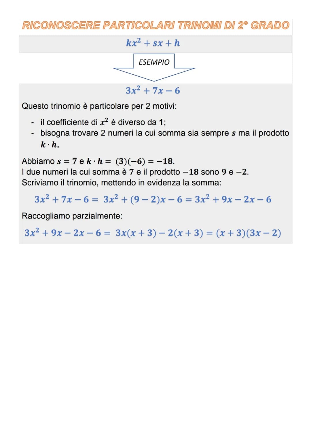 LA SCOMPOSIZIONE DEI POLINOMI IN
FATTORI
Un polinomio è riducibile quando possiamo scomporlo nel prodotto di polinomi
di grado minore.
Metod