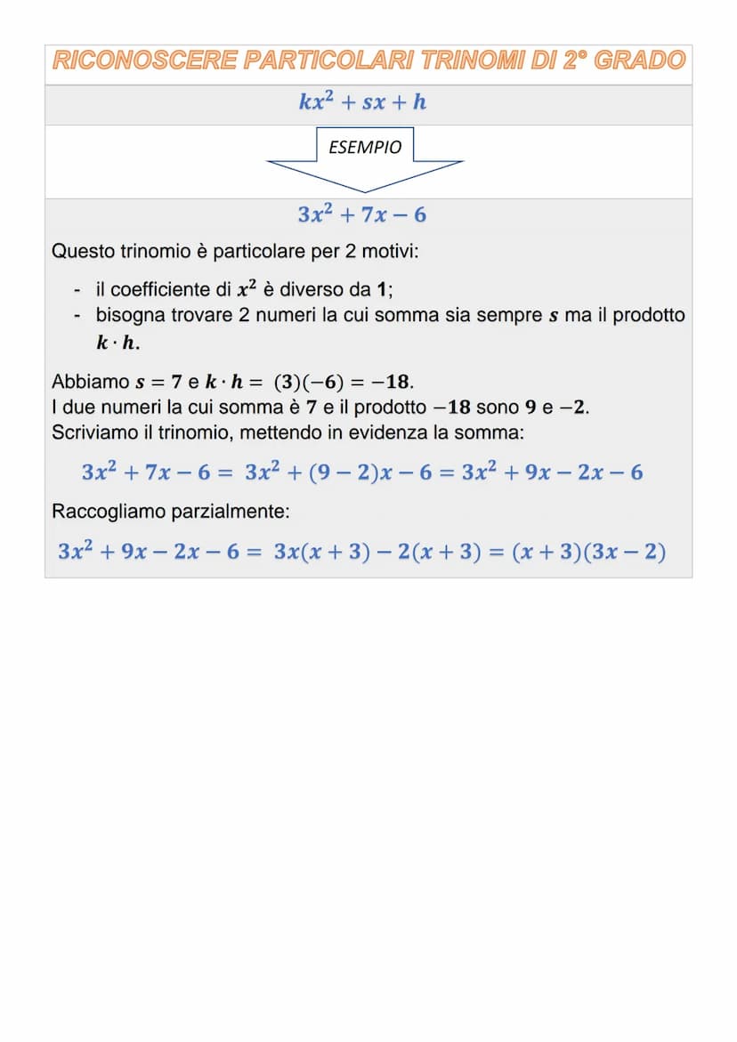 LA SCOMPOSIZIONE DEI POLINOMI IN
FATTORI
Un polinomio è riducibile quando possiamo scomporlo nel prodotto di polinomi
di grado minore.
Metod