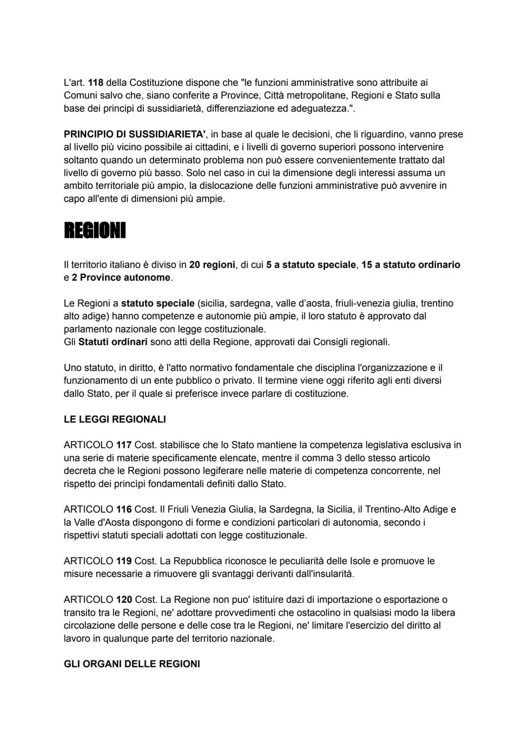 LE AUTONOMIE REGIONALI E LOCALI
Gli enti pubblici territoriali, detti anche autonomie locali o enti autonomi, svolgono funzioni
di governo s