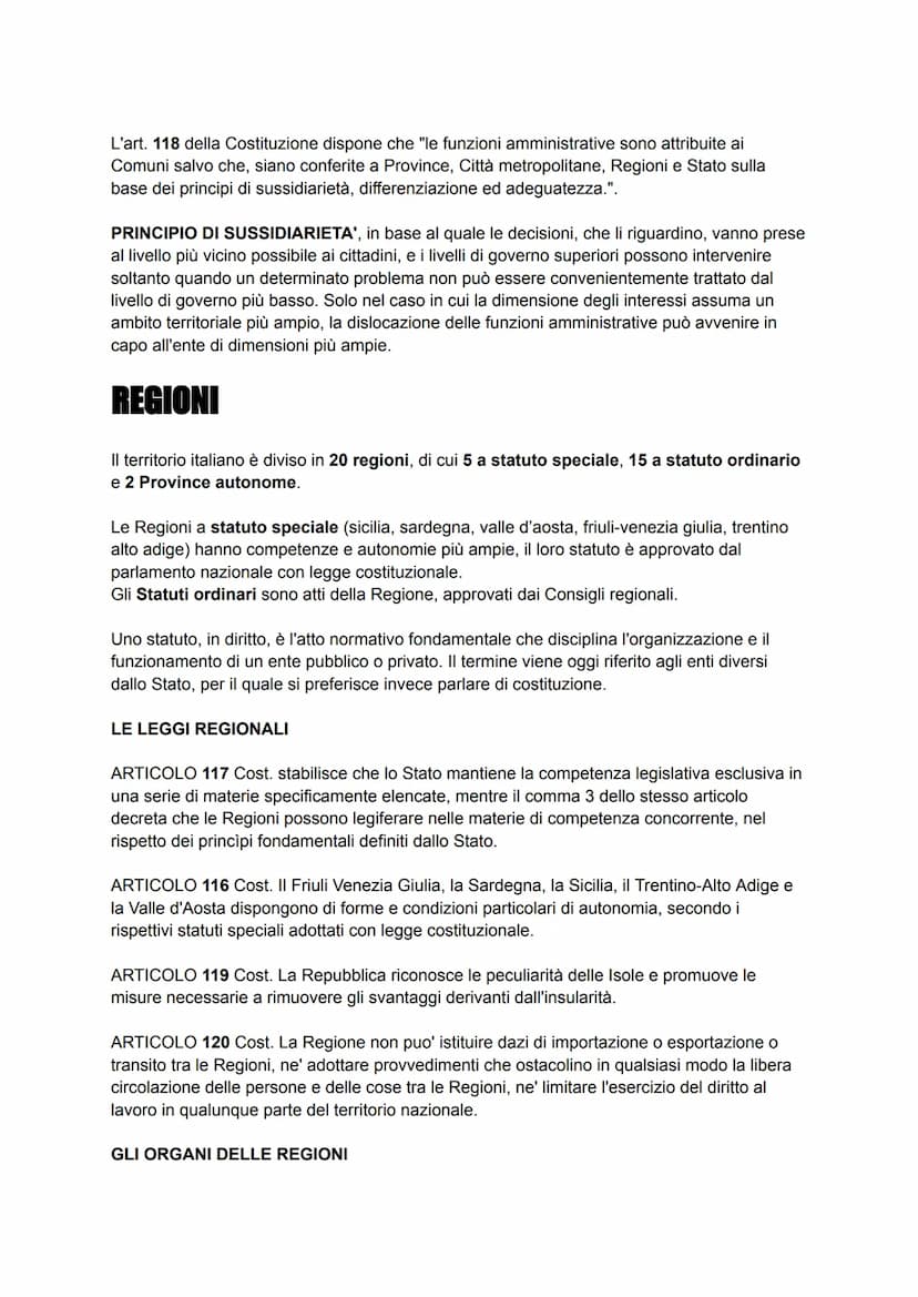 LE AUTONOMIE REGIONALI E LOCALI
Gli enti pubblici territoriali, detti anche autonomie locali o enti autonomi, svolgono funzioni
di governo s