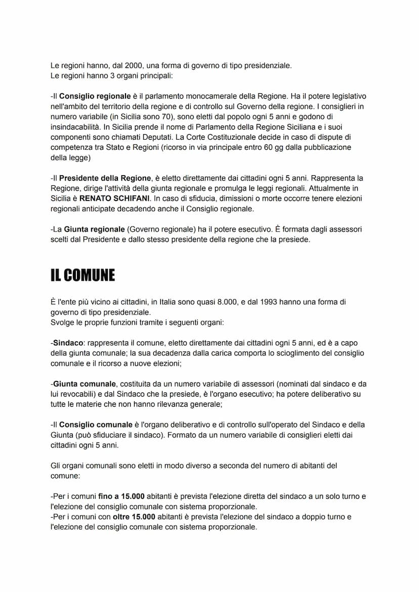 LE AUTONOMIE REGIONALI E LOCALI
Gli enti pubblici territoriali, detti anche autonomie locali o enti autonomi, svolgono funzioni
di governo s