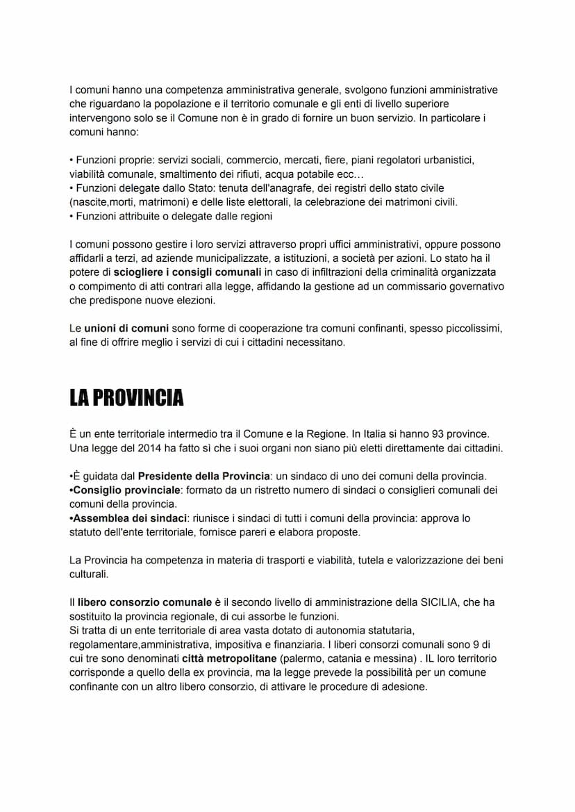 LE AUTONOMIE REGIONALI E LOCALI
Gli enti pubblici territoriali, detti anche autonomie locali o enti autonomi, svolgono funzioni
di governo s