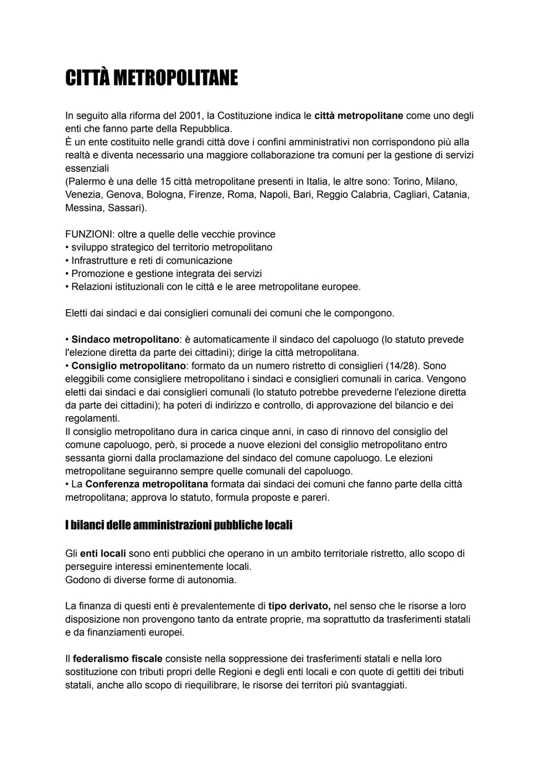 LE AUTONOMIE REGIONALI E LOCALI
Gli enti pubblici territoriali, detti anche autonomie locali o enti autonomi, svolgono funzioni
di governo s