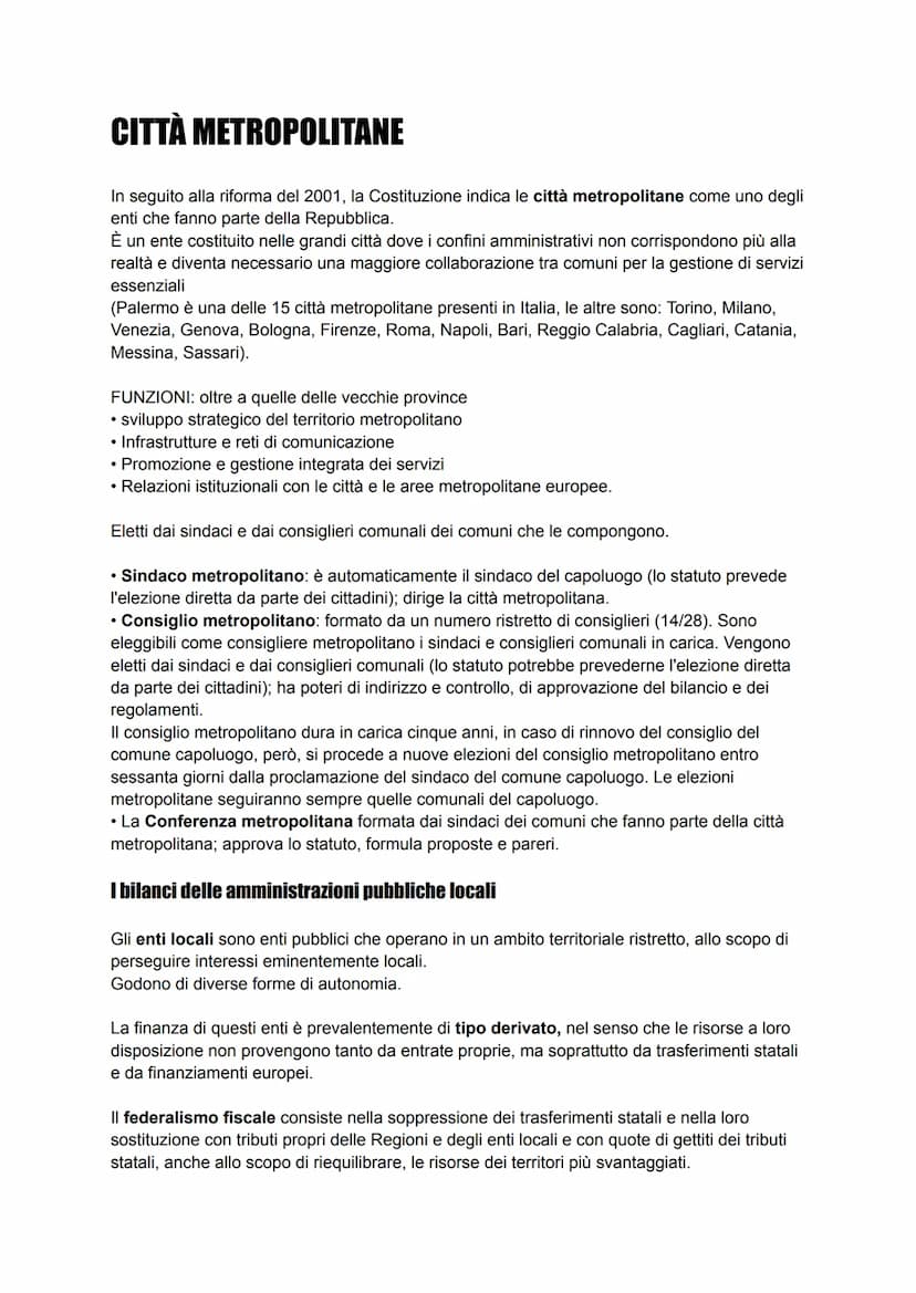 LE AUTONOMIE REGIONALI E LOCALI
Gli enti pubblici territoriali, detti anche autonomie locali o enti autonomi, svolgono funzioni
di governo s