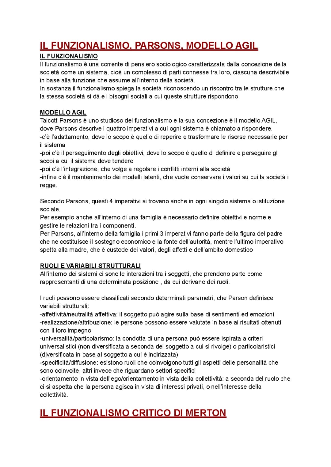 Modello AGIL Spiegato Facile: Parsons, Merton e Funzionalismo