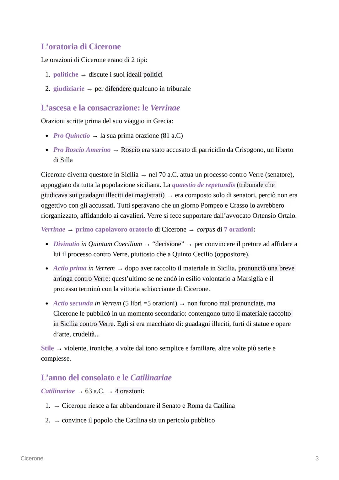 Cicerone
La vita
La formazione e gli inizi della carriera
• Cicerone nacque ad Arpino (odierna Frosinone) nel 106 a.C., da una ricca famigli