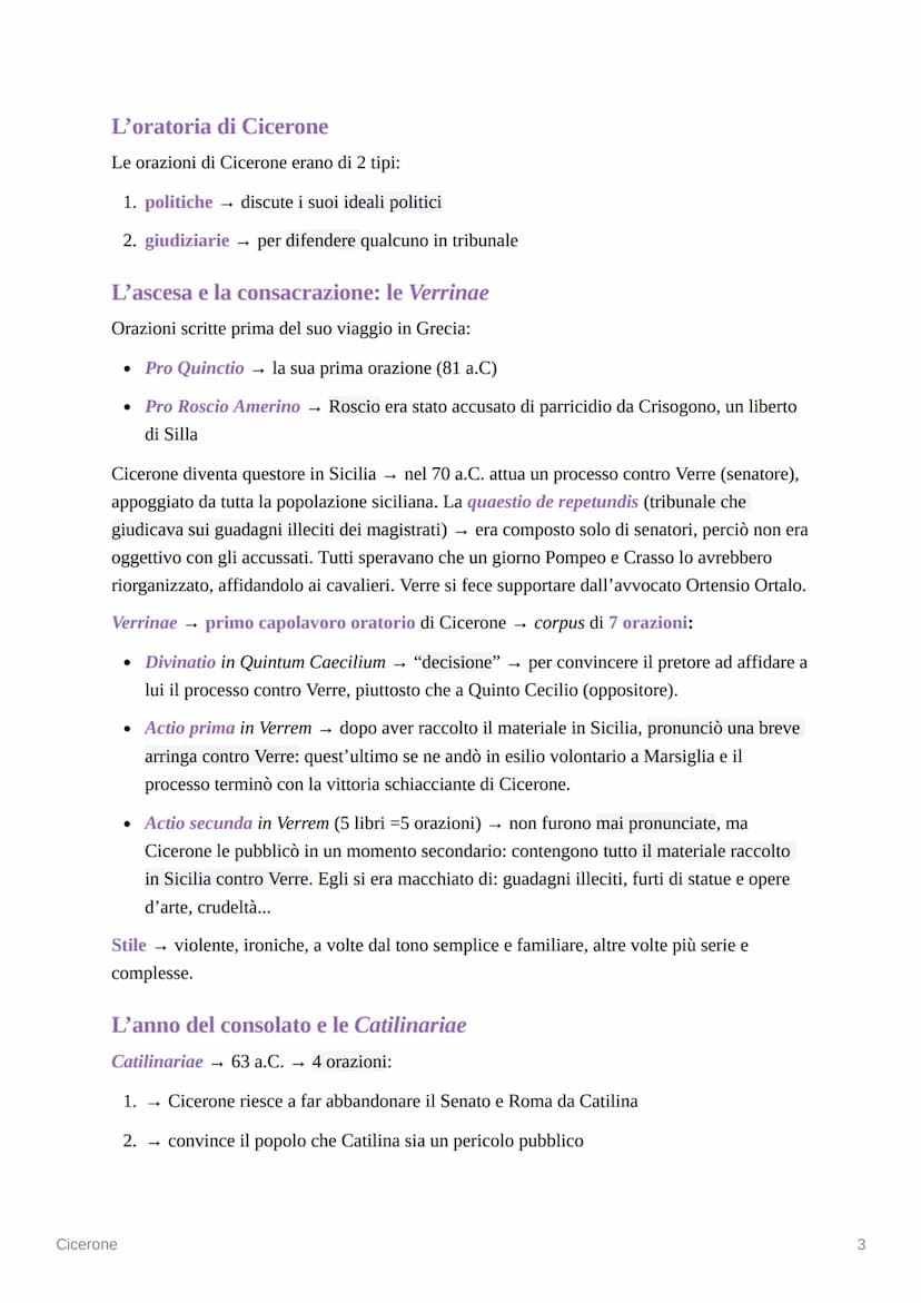 Cicerone
La vita
La formazione e gli inizi della carriera
• Cicerone nacque ad Arpino (odierna Frosinone) nel 106 a.C., da una ricca famigli