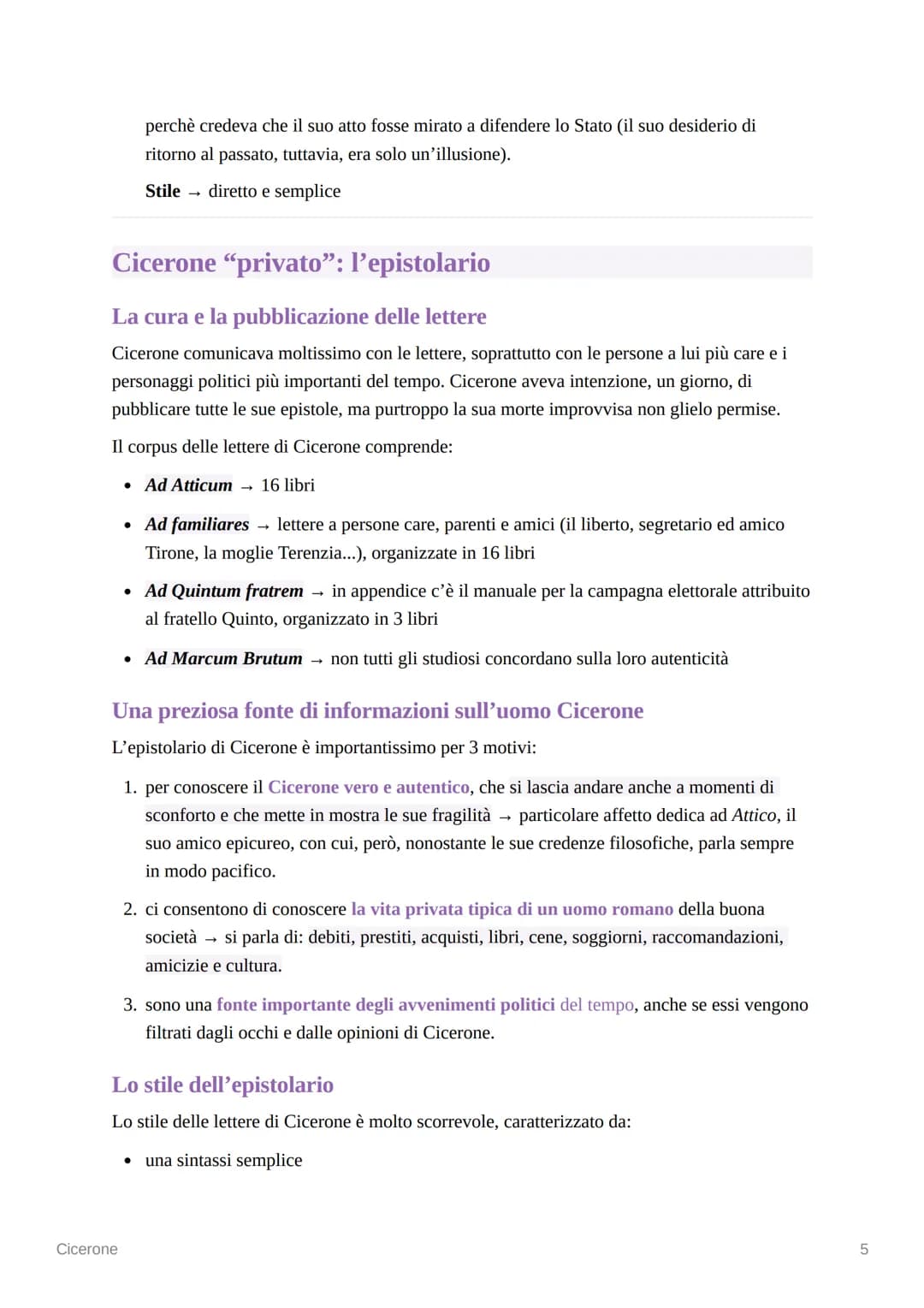 Cicerone
La vita
La formazione e gli inizi della carriera
• Cicerone nacque ad Arpino (odierna Frosinone) nel 106 a.C., da una ricca famigli