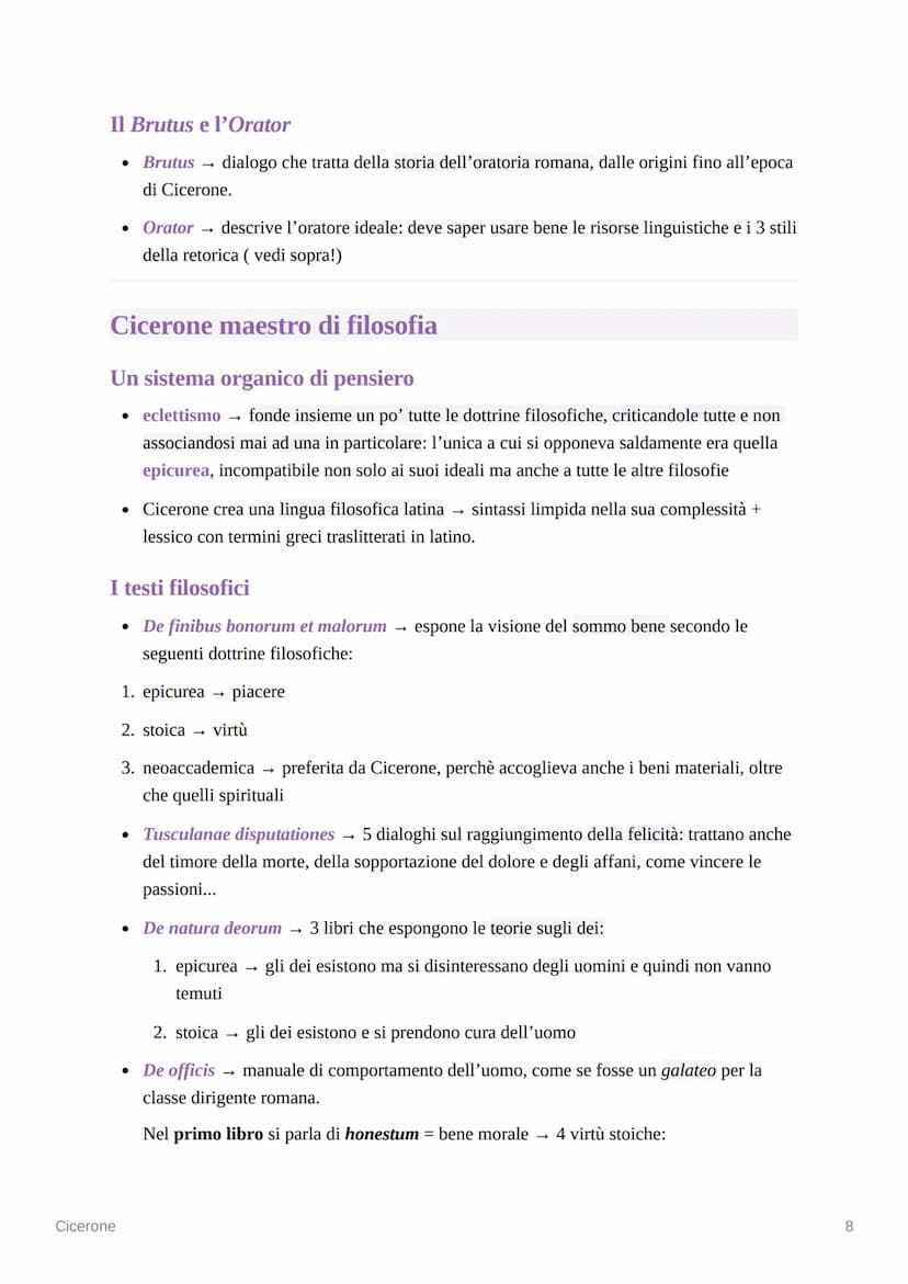 Cicerone
La vita
La formazione e gli inizi della carriera
• Cicerone nacque ad Arpino (odierna Frosinone) nel 106 a.C., da una ricca famigli
