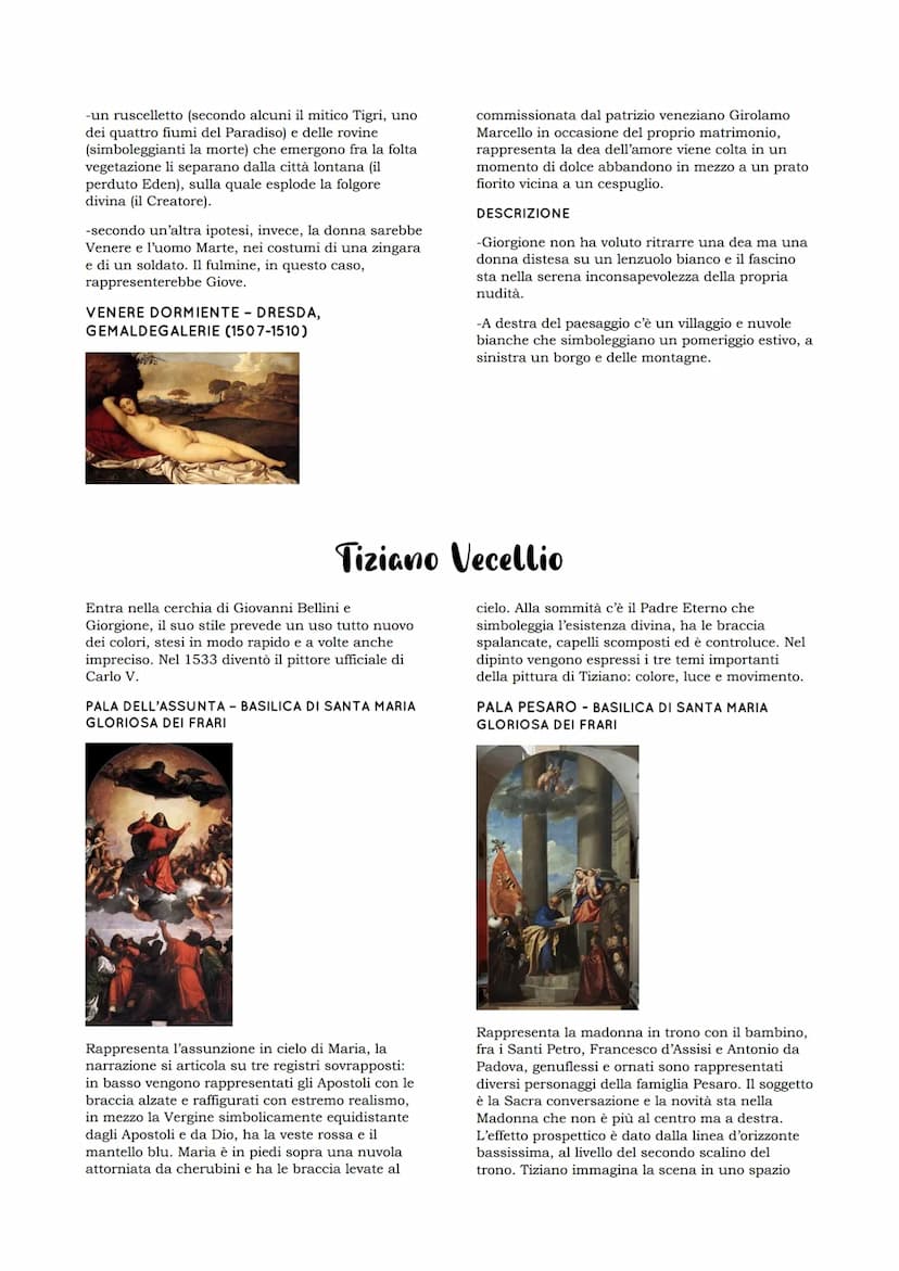 L'ESPERIENZA VENEZIANA
Maturano alcune delle personalità artistiche di
maggior rilievo del Cinquecento veneto tra cui
Giorgione e Tiziano. R
