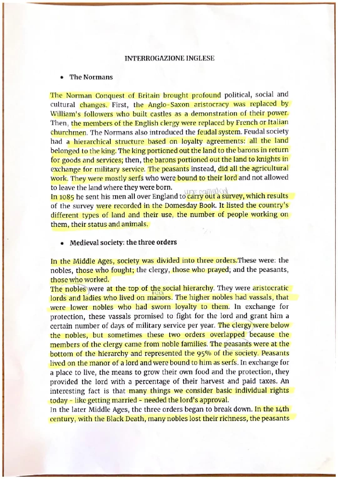  The Normans, Mediaeval society, The hundred years’ war