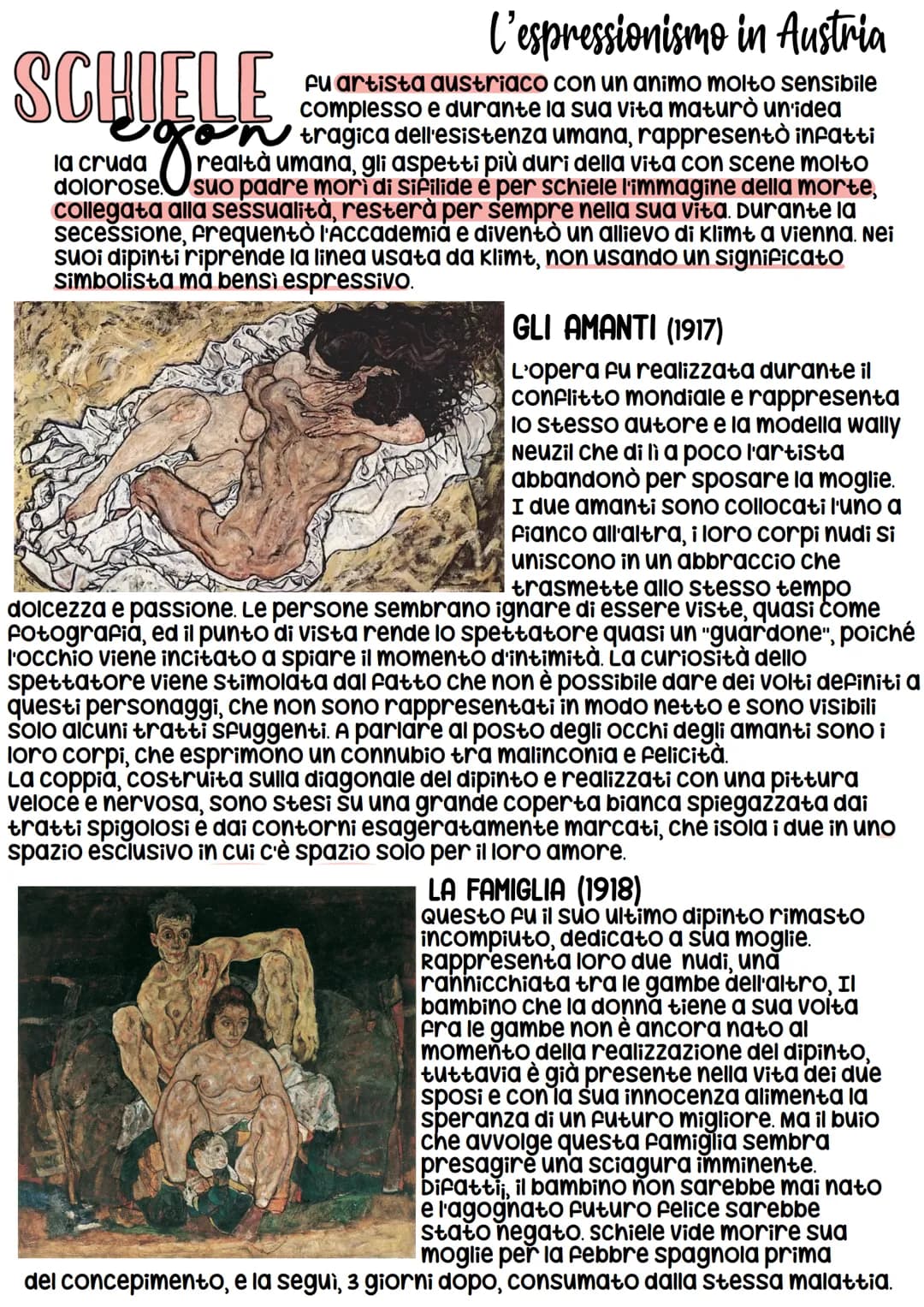 Espressionismo
L'Espressionismo nacque come arte di opposizione, antipositivista,
antinaturalista e anti-impressionista con la sua profonda 