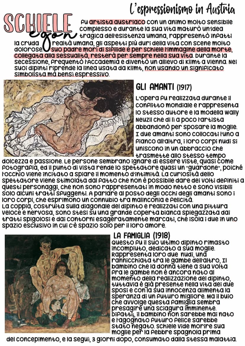 Espressionismo
L'Espressionismo nacque come arte di opposizione, antipositivista,
antinaturalista e anti-impressionista con la sua profonda 