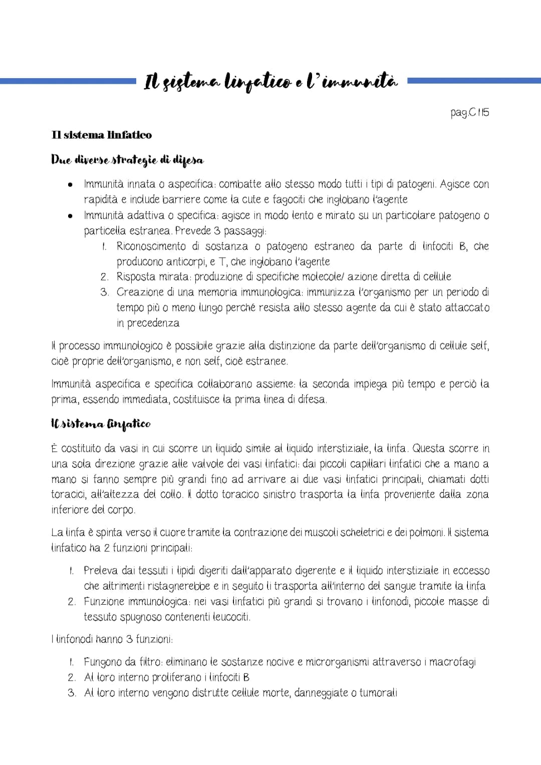 sistema linfatico, immunità