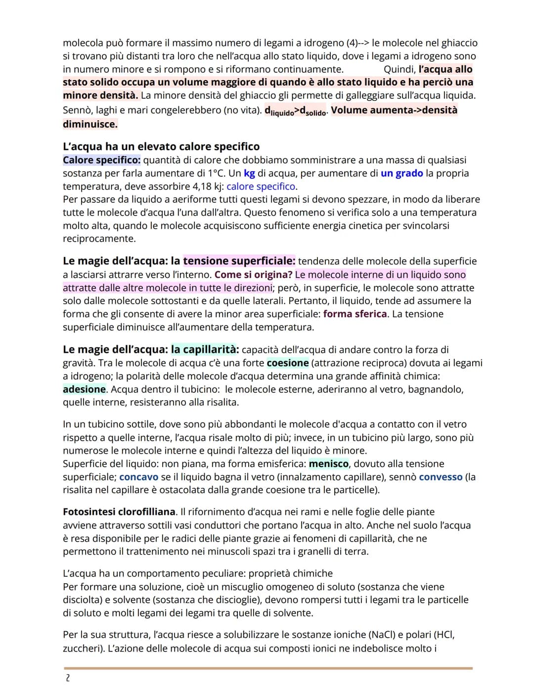 LA CHIMICA DELL'ACQUA
CHIMICA
I legami tra gli atomi di idrogeno e quello di ossigeno sono covalenti polari: l'ossigeno attira
fortemente gl