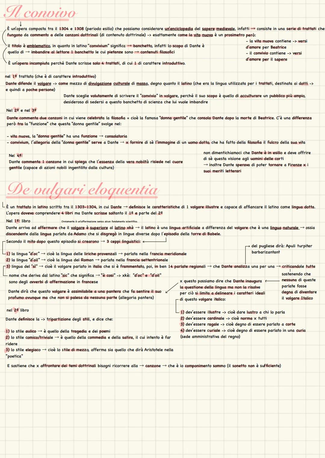 Al convivo
È un'opera composta tra il 1304 e 1308 (periodo esilio) che possiamo considerare un'enciclopedia del sapere medievale, infatti → 