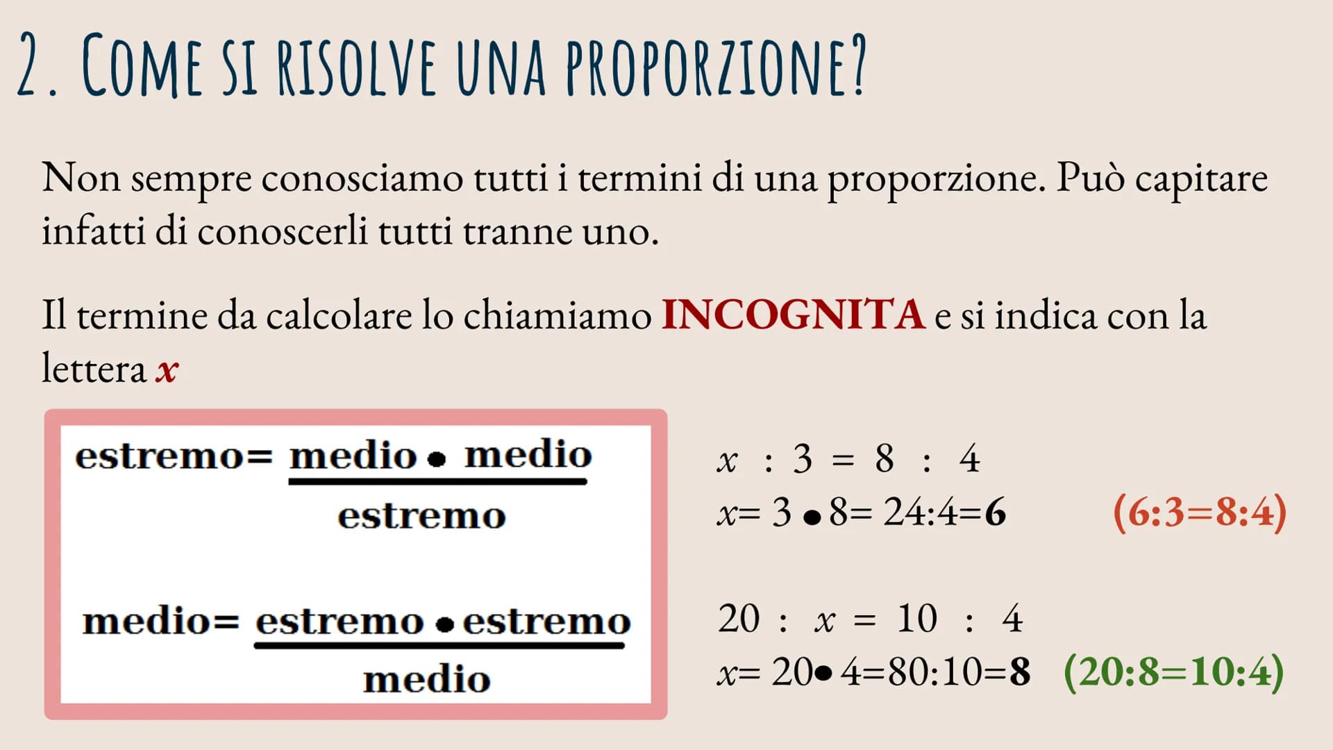DI COSA PARLEREMO
OGGI:
3
(FEO) M
(SA)
F81-2
S
1. Cos'è una proporzione
2. Risoluzione di una
proporzione
3. Le proprietà 1. COS'È UNA PROPO