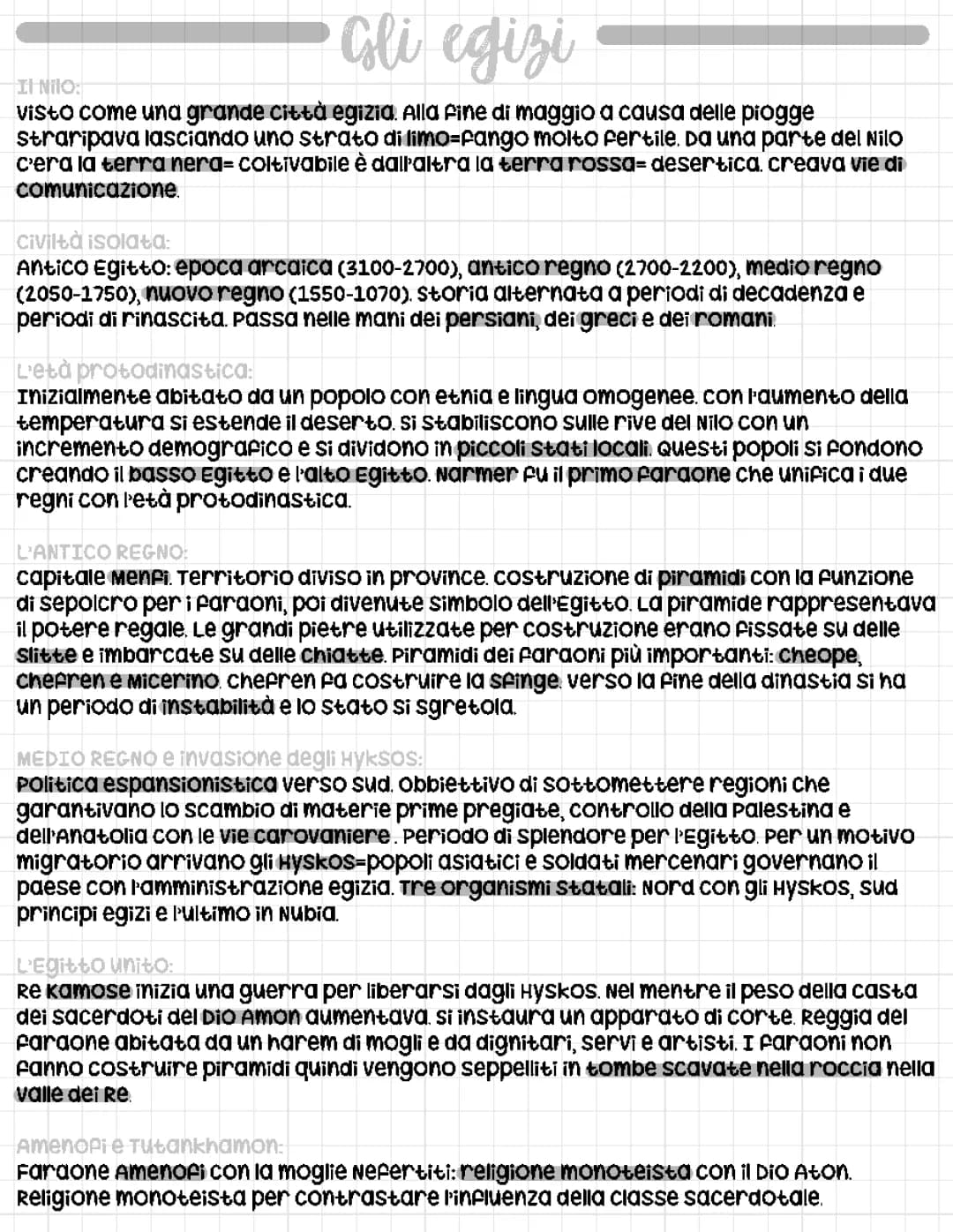 La storia e la cultura degli antichi Egizi