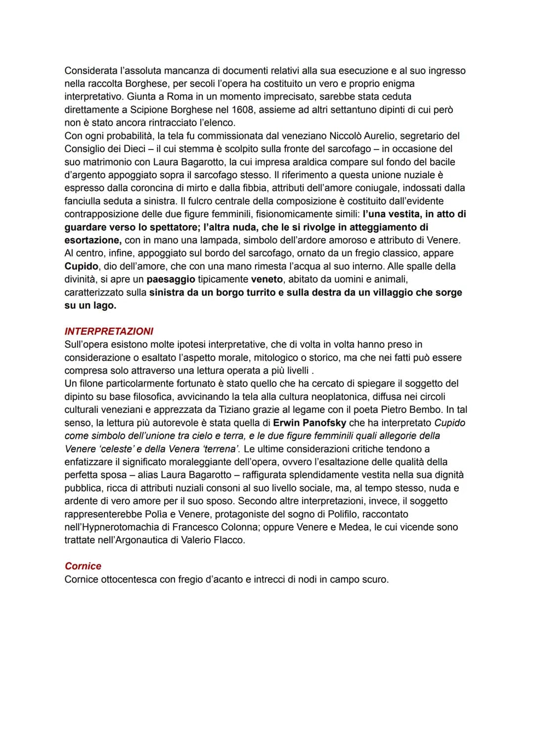AMOR SACRO E AMOR PROFANO
Dipinto di Vecellio Tiziano. Il suo mito risiede nelle interpretazioni date dagli storici per
tentare di svelare l