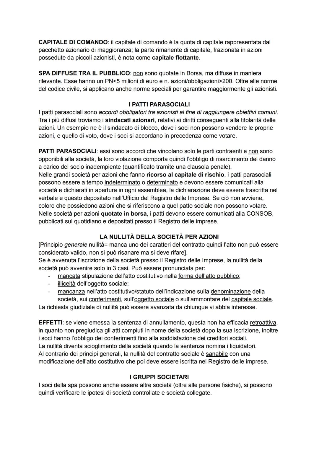 LA SOCIETÀ PER AZIONI
Nozione da art. 2325-> "Nella società per azioni per le obbligazioni sociali risponde soltanto
la società con il suo p