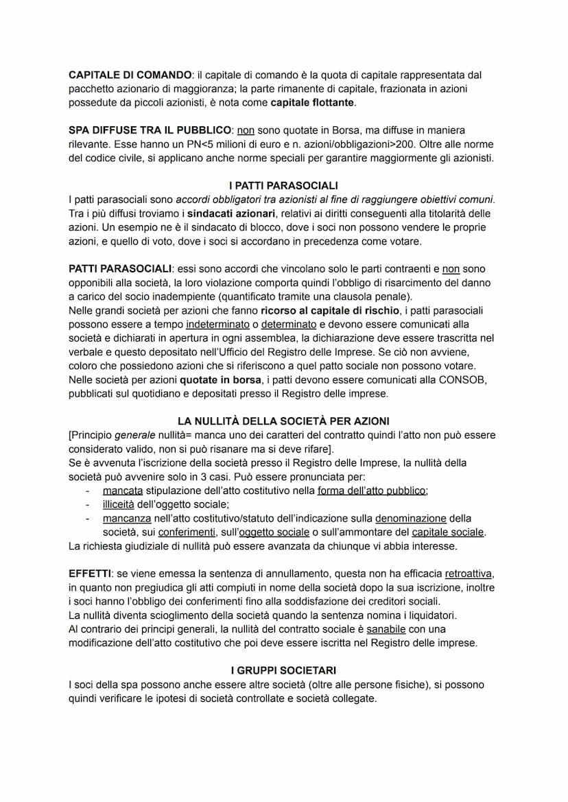 LA SOCIETÀ PER AZIONI
Nozione da art. 2325-> "Nella società per azioni per le obbligazioni sociali risponde soltanto
la società con il suo p