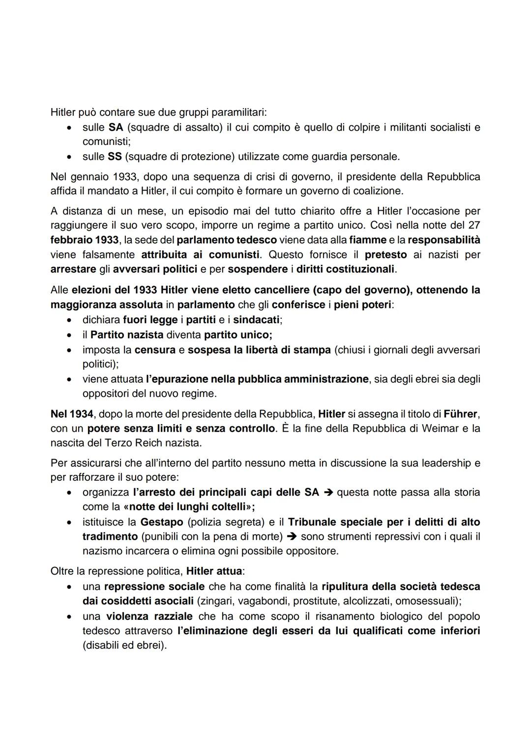 # GERMANIA: DALLA REPUBBLICA
# DI WEIMAR AL NAZISMO DI HITLER

Situazione postbellica:

Dopo la sconfitta subita nella prima guerra mondiale