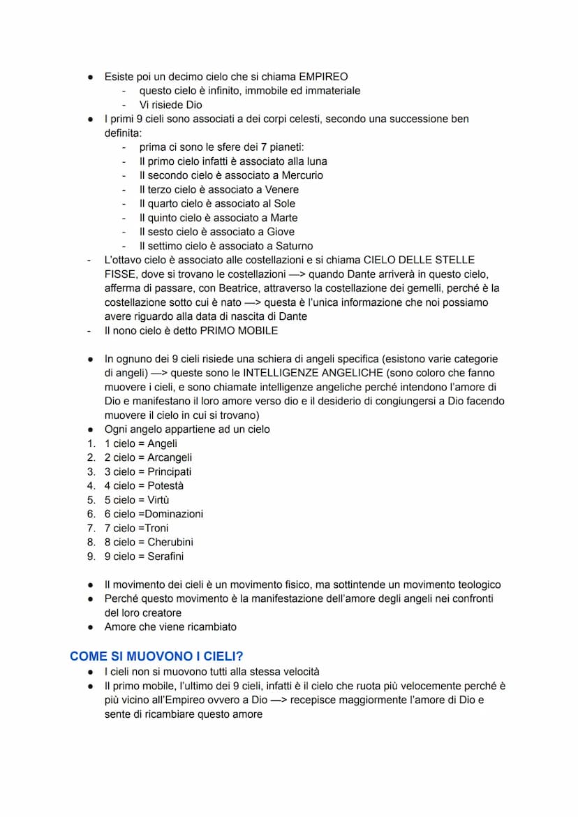 DANTE PARADISO
PARADISO
● La struttura della terra ai tempi di Dante prevedeva la terra ferma al centro
dell'universo
●
il cielo è diviso in