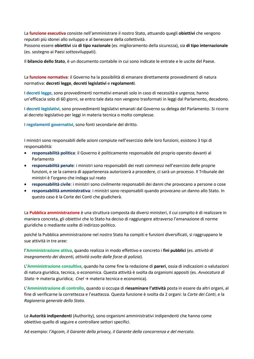 Il Governo
Il Governo, la cui sede è a palazzo Chigi, è l'organo a cui è affidato il potere esecutivo, che consiste
nell'attuare le scelte p