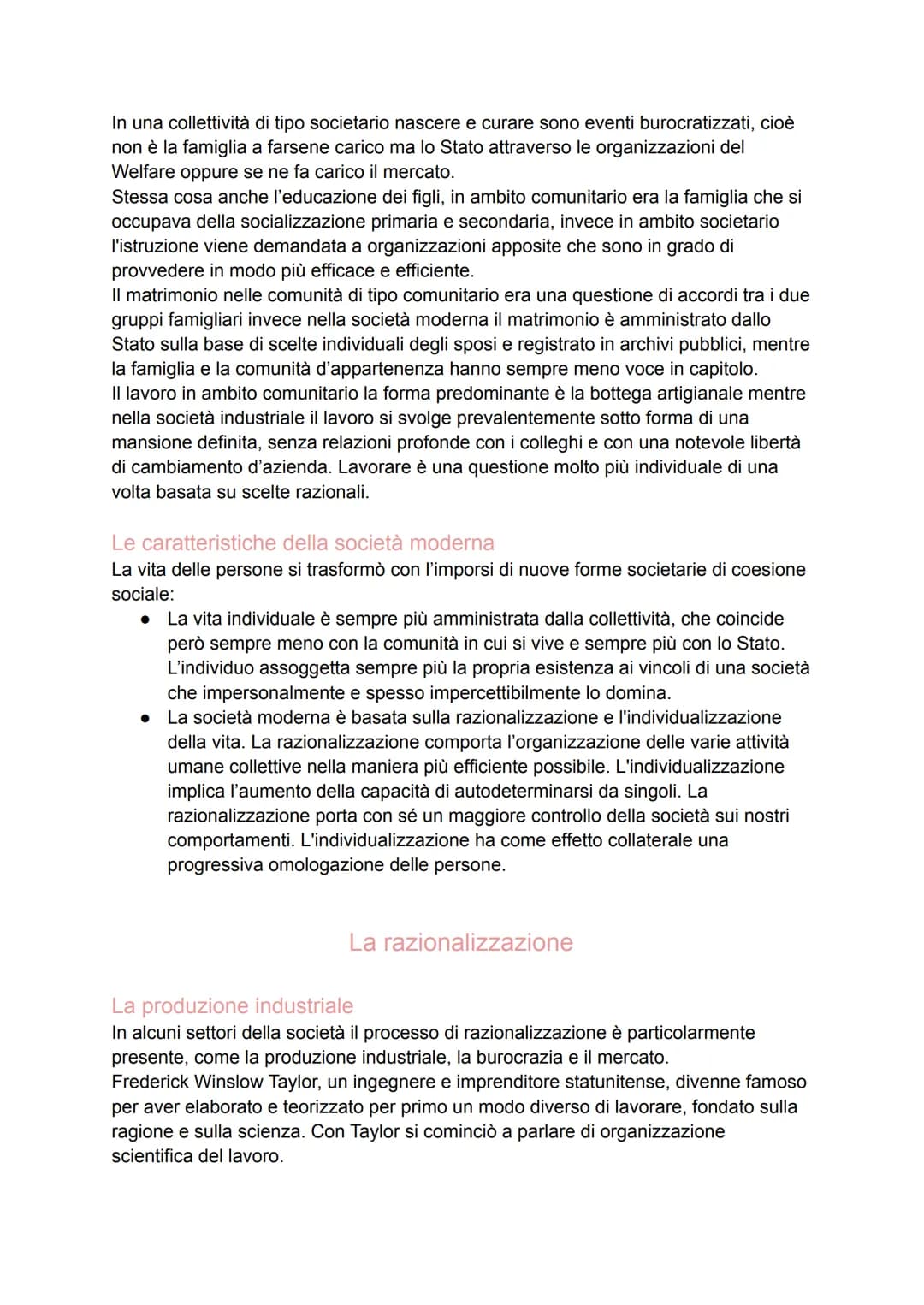 LA SOCIETA' DI MASSA
Comunità e società
Società moderna e società premoderna
In ogni tipo di società ci sono aspetti di istituzionalizzazion