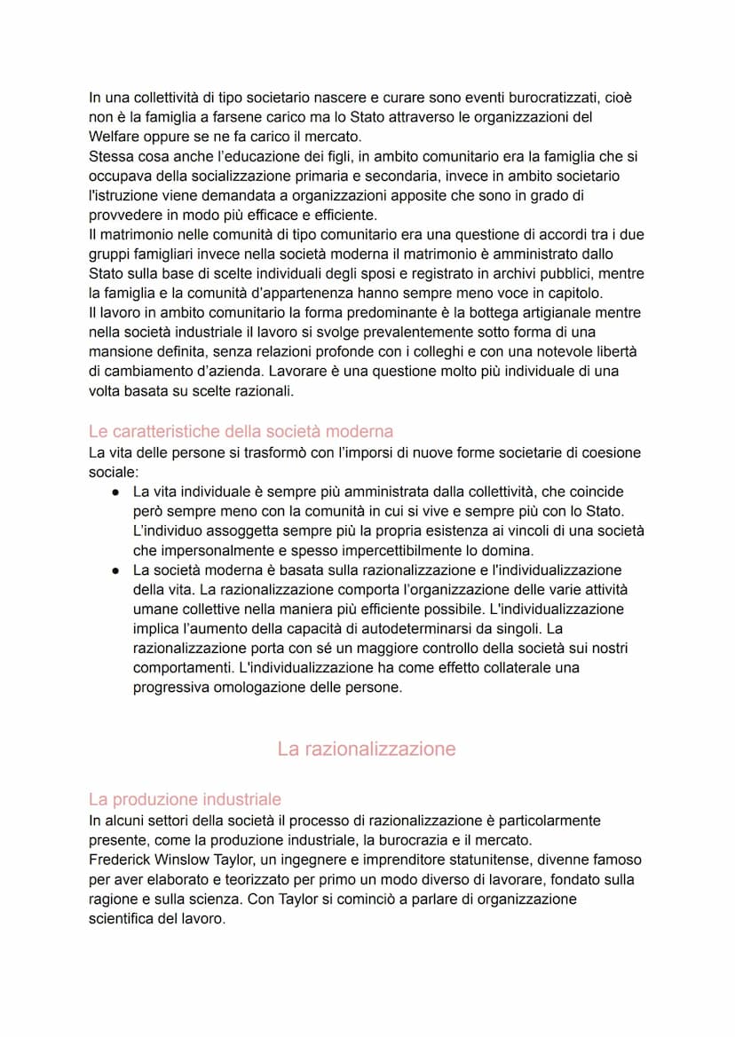 LA SOCIETA' DI MASSA
Comunità e società
Società moderna e società premoderna
In ogni tipo di società ci sono aspetti di istituzionalizzazion