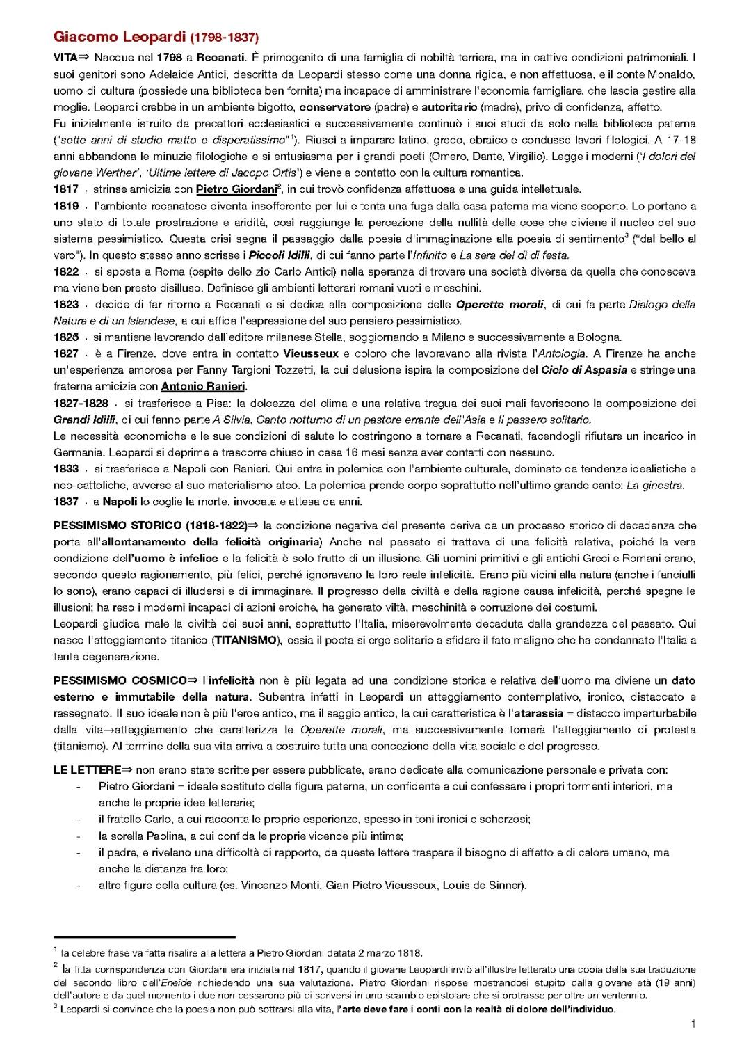 Giacomo Leopardi (COMPLETO X MATURITÀ)