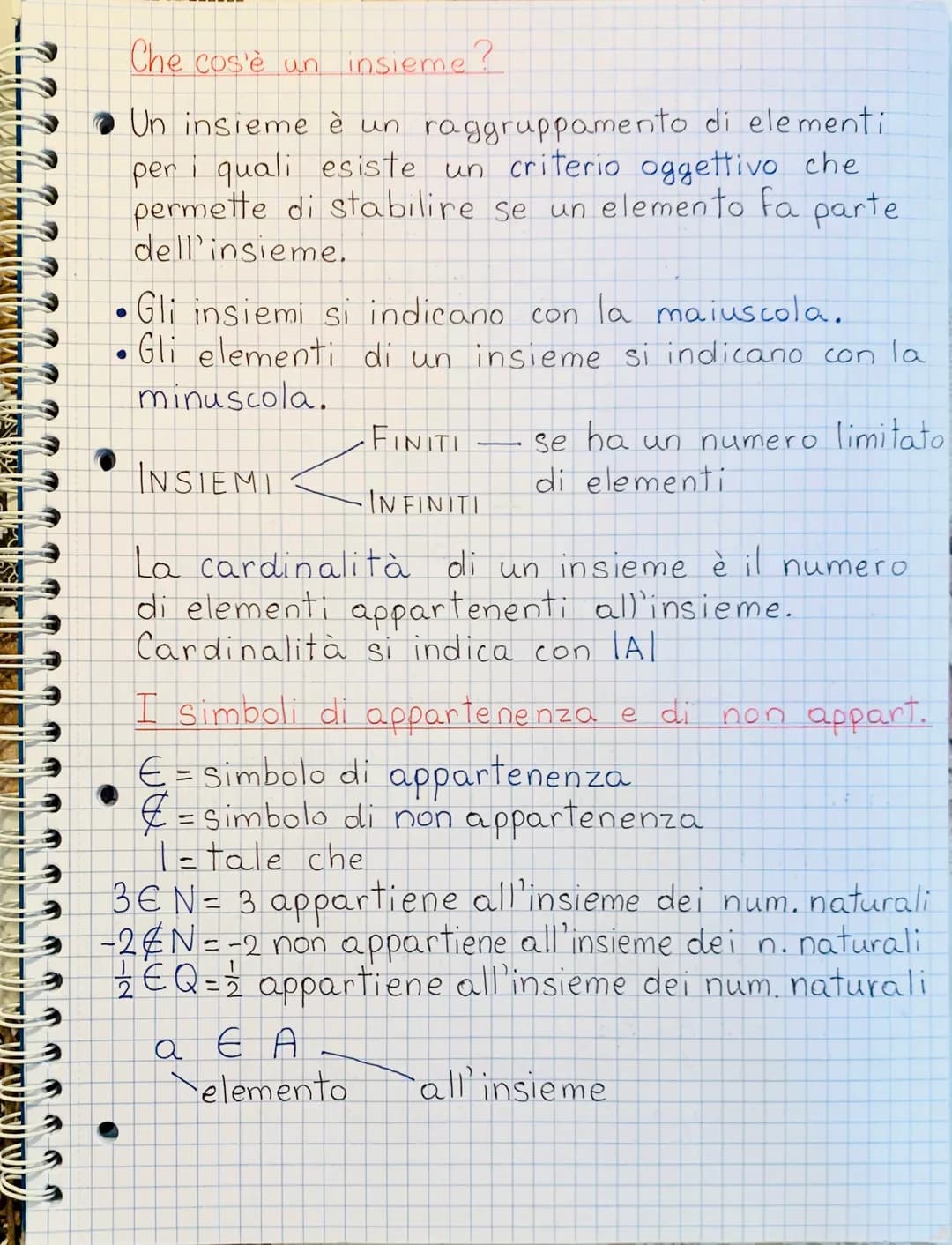 ONNINILIMILILI.
Che cos'è un insieme?
Un insieme è un raggruppamento di elementi
per i quali esiste un criterio oggettivo che
permette di st