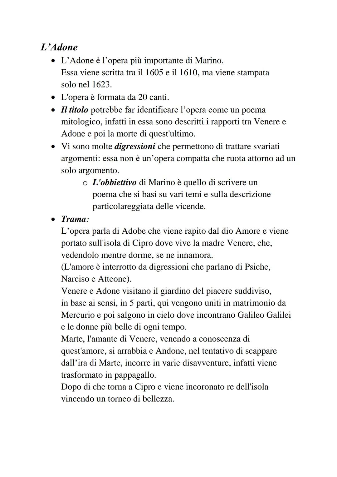 Giovan Battista Marino
Vita
Marino si colloca nel Barocco italiano ed è il caposcuola della poesia
del Seicento. → Nelle sue opere si riflet