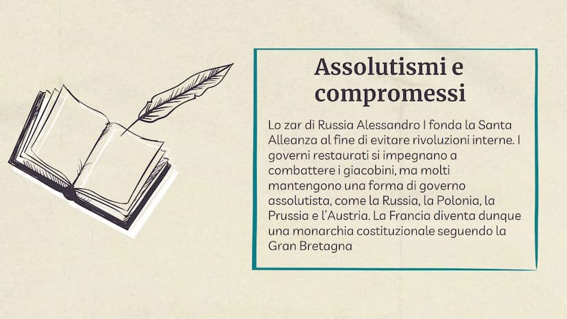 Il Congresso di
Vienna La Restaurazione
Nel settembre del 1814 i rappresentanti
delle potenze europee si riunirono in un
congresso per ripor