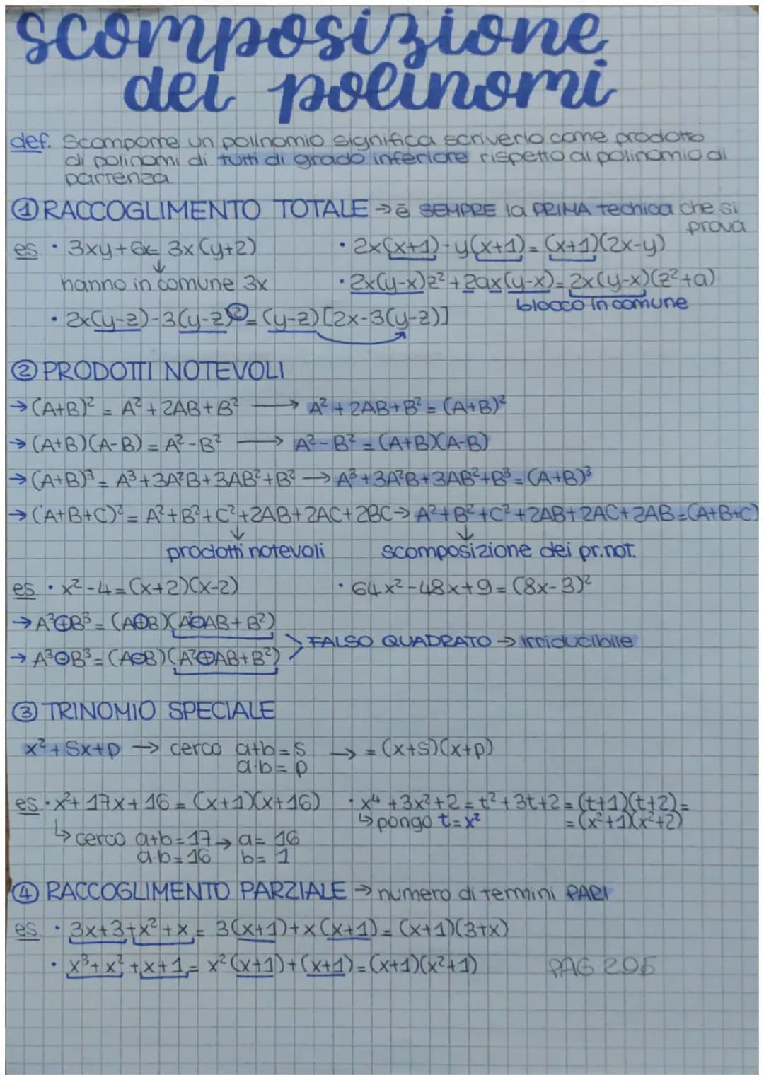 scomposizione
del polinomi
def. Scompome un polinomio significa scriverlo come prodotto
di polinomi di tutti di grado inferiore rispetto al 