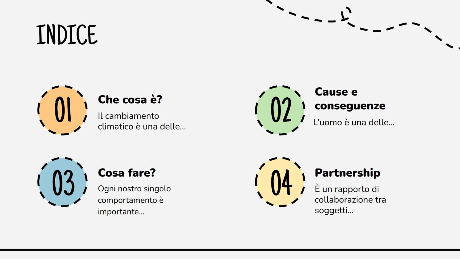 Cambiamento
climatico INDICE
01
03
Che cosa è?
Il cambiamento
climatico è una delle...
Cosa fare?
Ogni nostro singolo
comportamento è
import