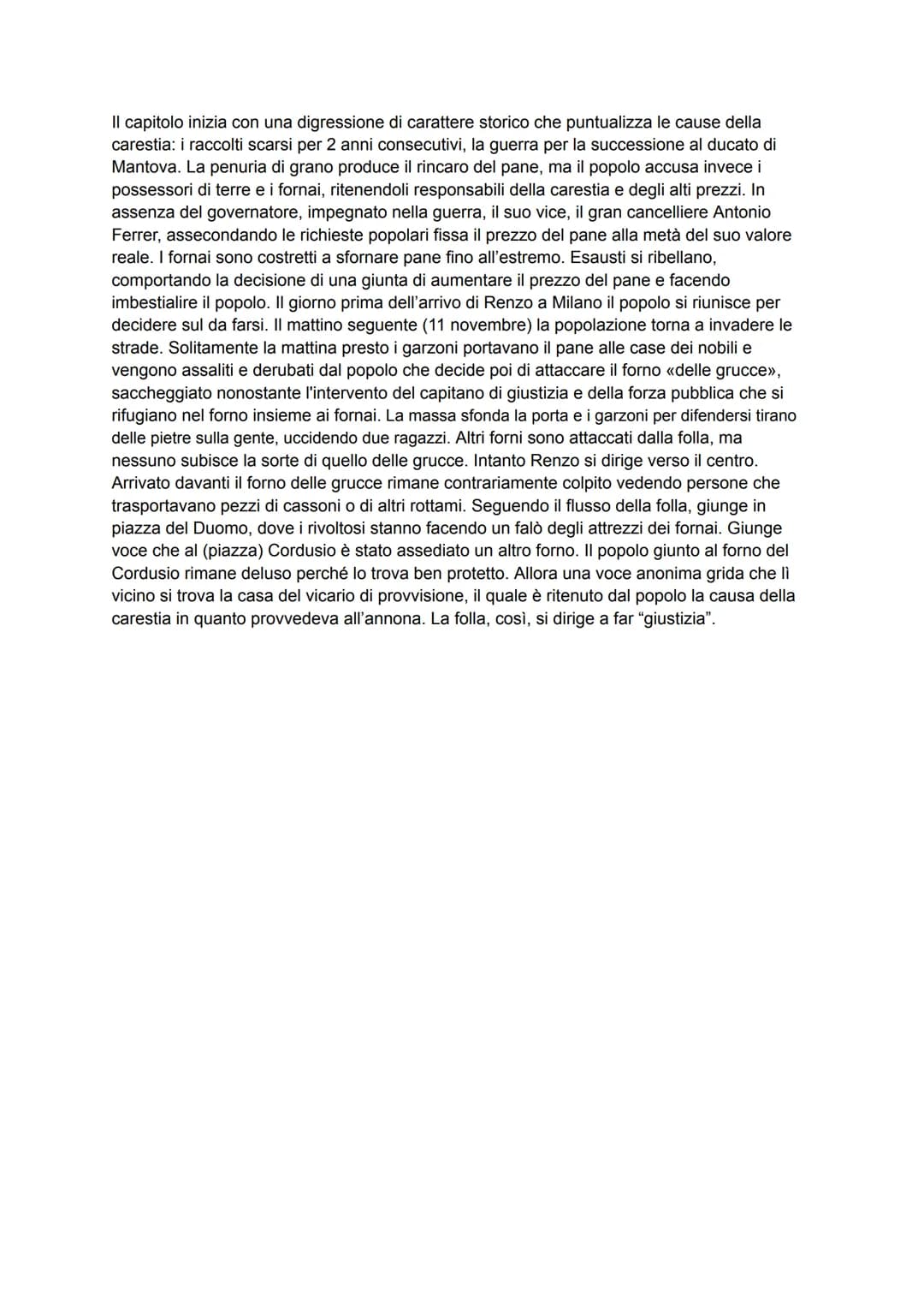 Il capitolo inizia con una digressione di carattere storico che puntualizza le cause della
carestia: i raccolti scarsi per 2 anni consecutiv
