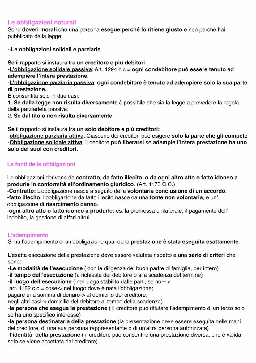 LE OBBLIGAZIONI
Caratteristiche fondamentali:
1. Sono diritti a una prestazione personale che puo assumere diverse forme
2. Sono diritti rel