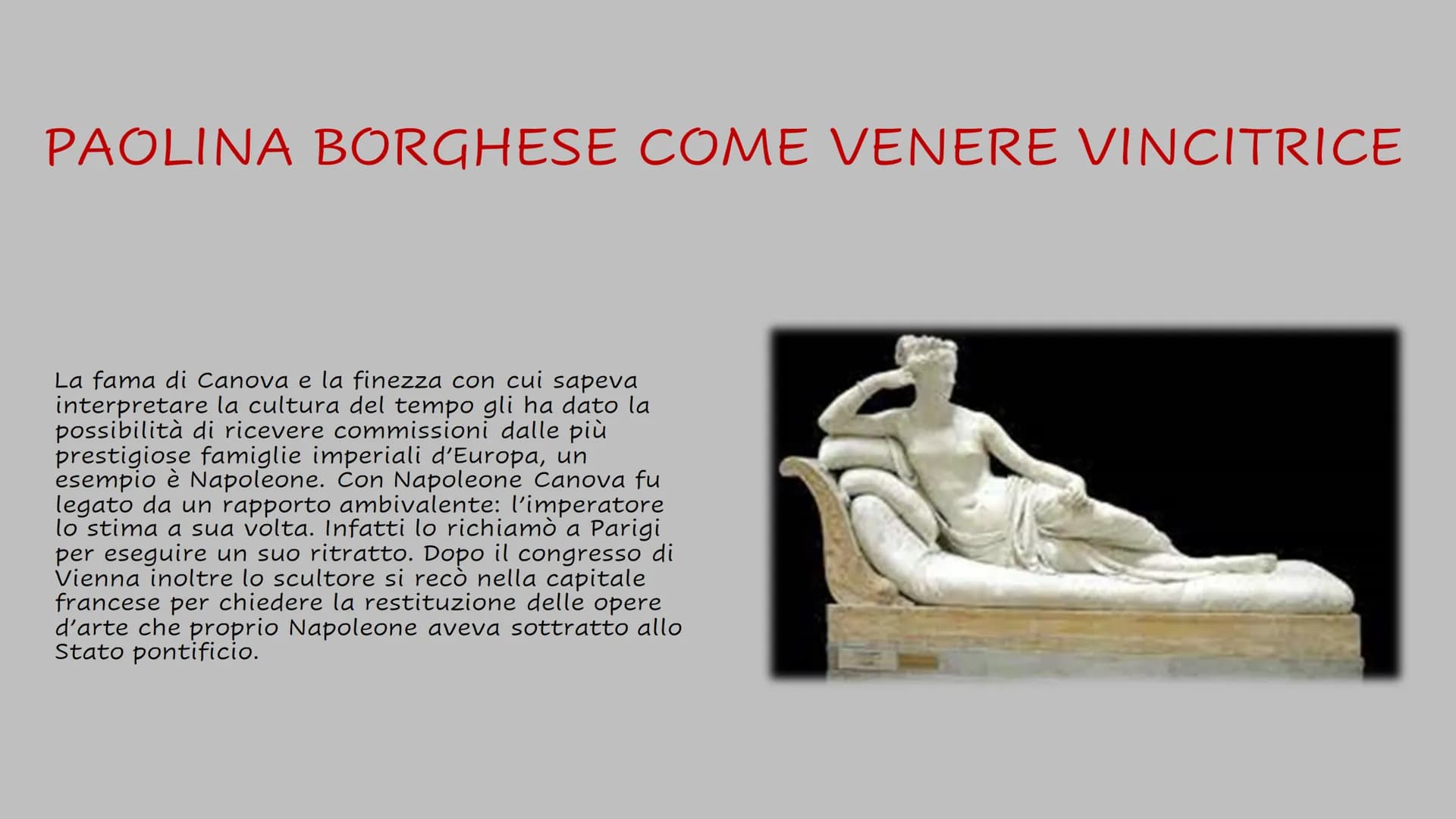 ANTONIO
CANOVA
Isabella Perocchi 4°F L'esperienza romana gli diede la possibilità di
essere accolto e protetto da nobili veneziani che
lo po