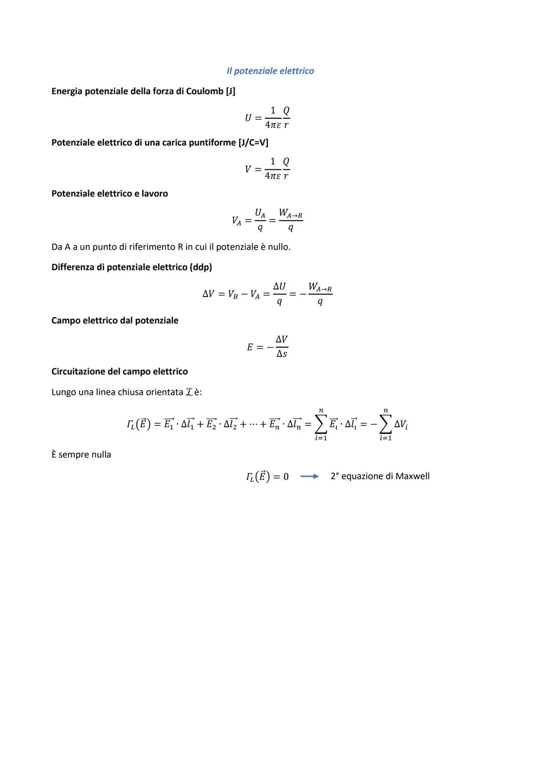 La carica elettrica e la legge di Coulomb
Carica elettrica elementare: e = 1,6022 10-19 C.
Forza di Coulomb
Forza della prima
carica sulla s