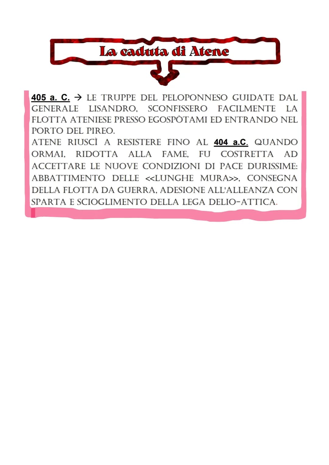 La guerra del Peloponneso
VITTORIA
DI SPARTA
DURATA
431 a. C.-404 a. C.
SCONFITTA
DI ATENE
Cause del conflitto
ATENE PRIMA SOSTENNE CORCIRA 