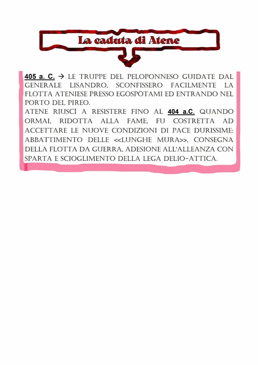 La guerra del Peloponneso
VITTORIA
DI SPARTA
DURATA
431 a. C.-404 a. C.
SCONFITTA
DI ATENE
Cause del conflitto
ATENE PRIMA SOSTENNE CORCIRA 