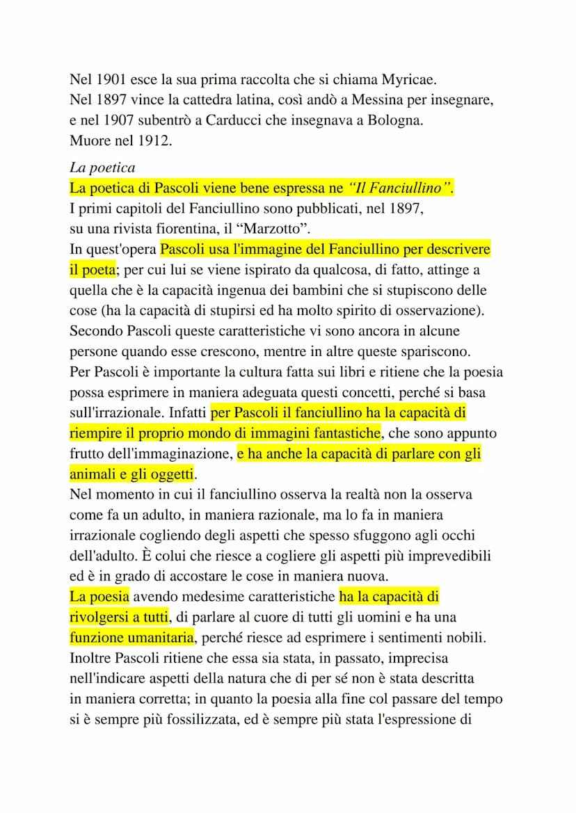 • "Myricae"
La prima edizione risale al 1891, anche se successivamente
ve ne saranno altre cinque: quella considerata più definitiva
compren