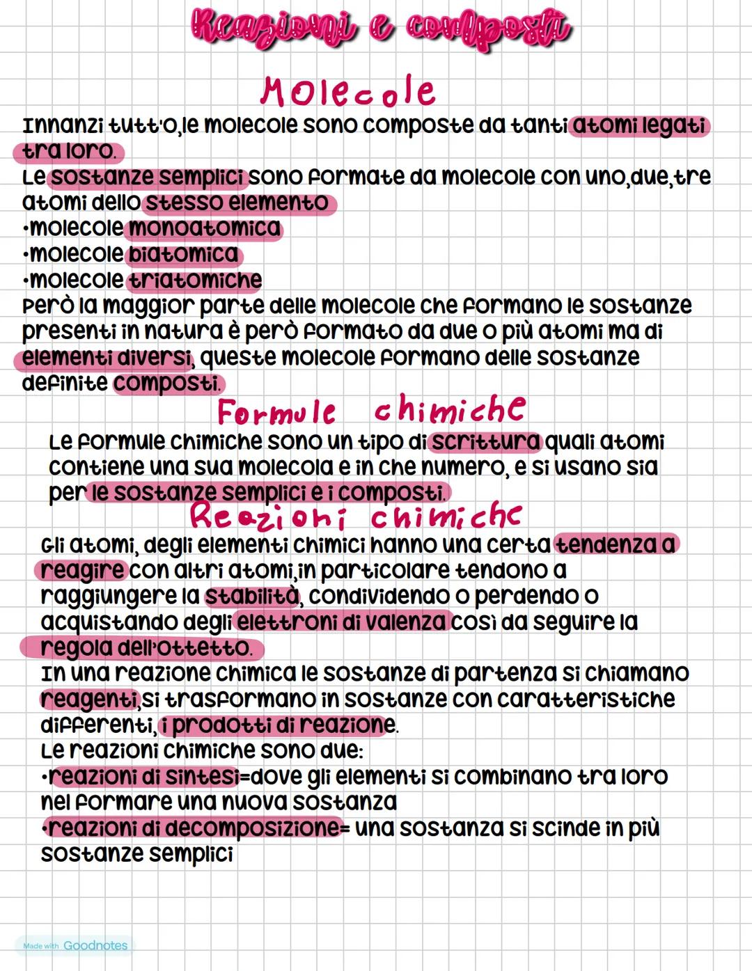Reazioni & coulperiu
Molecole
Innanzi tutt'o,le molecole sono composte da tanti atomi legati
tra loro.
Le sostanze semplici sono formate da 