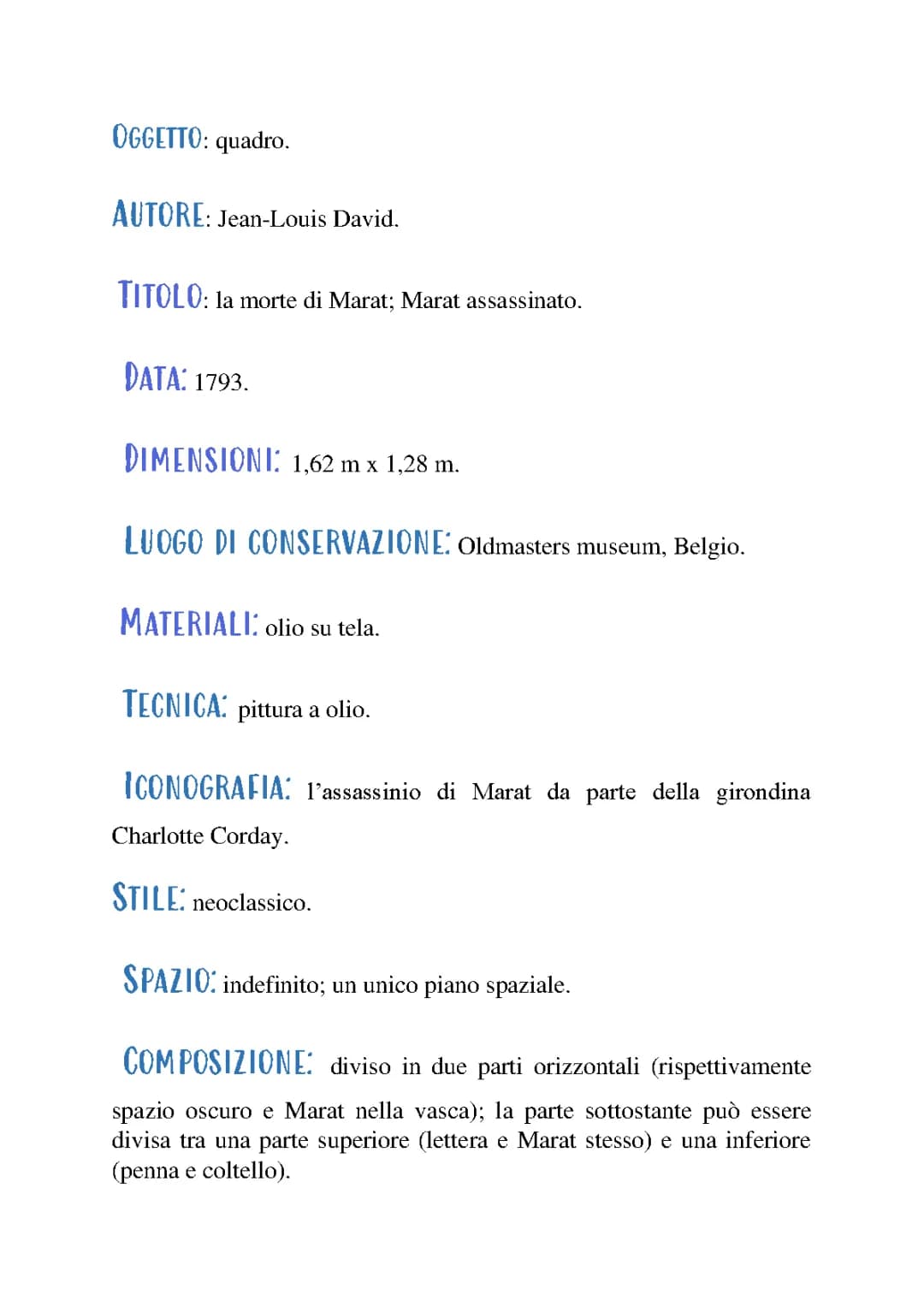 La Morte di Marat: Analisi PDF, Riassunto e Collegamenti con Louvre e Caravaggio