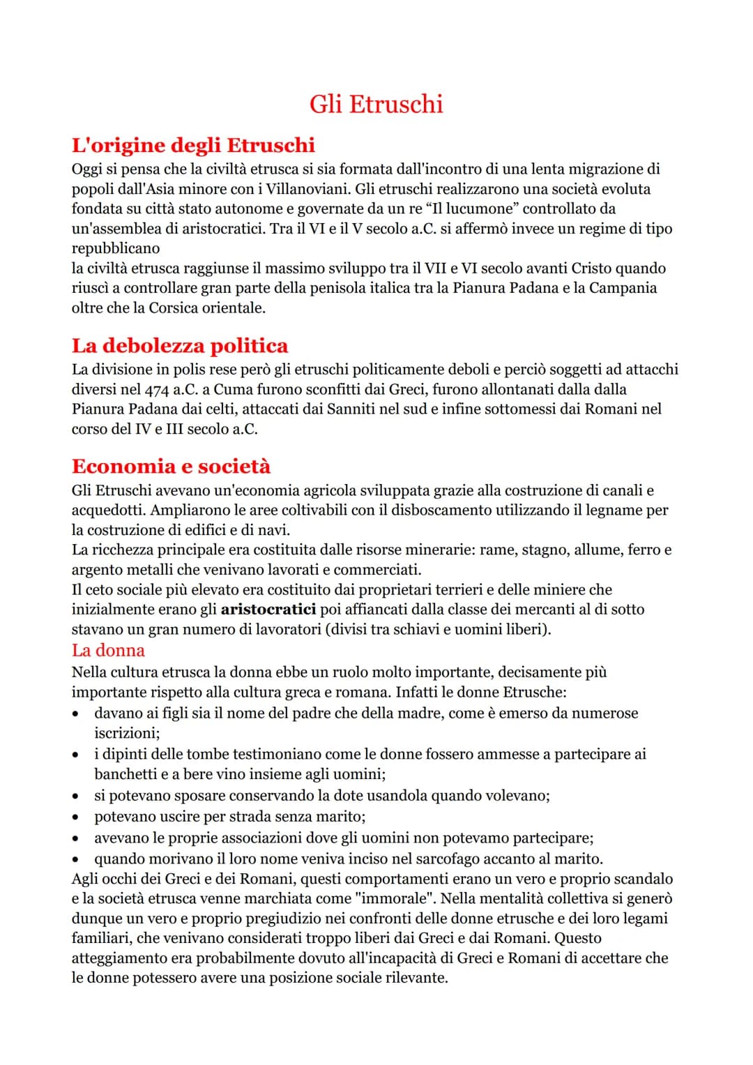 L'origine degli Etruschi
Oggi si pensa che la civiltà etrusca si sia formata dall'incontro di una lenta migrazione di
popoli dall'Asia minor