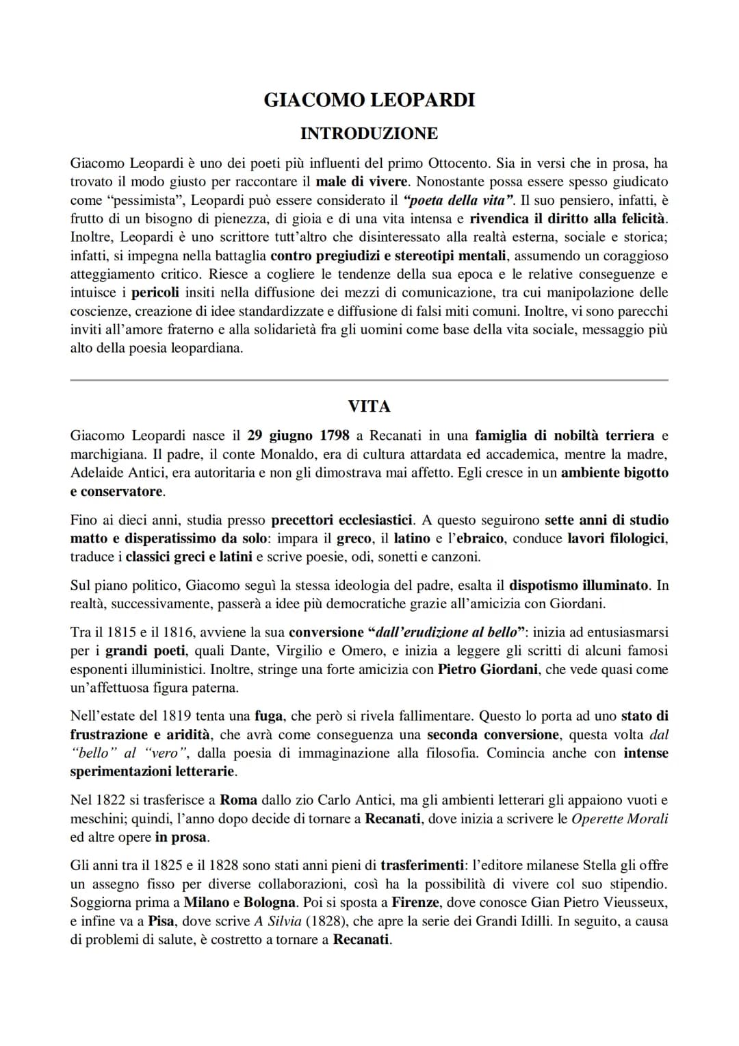 INDICE:
● INTRODUZIONE
GIACOMO LEOPARDI
●
VITA
● PENSIERO
● RAPPORTO CON IL ROMANTICISMO
● OPERE:
➤LO ZIBALDONE
➤ LE OPERETTE MORALI
➤ I CAN