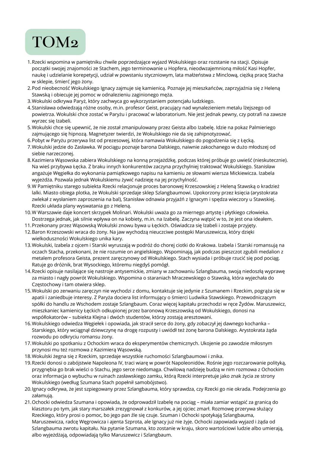STRESZCZENIE ----STRESZCZENIE ---- STRESZCZENIE

# LALKA

BOLESŁAW PRUS

TOM 1

1. Stanisław Wokulski wraca z fortuną z Bułgarii do Warszawy