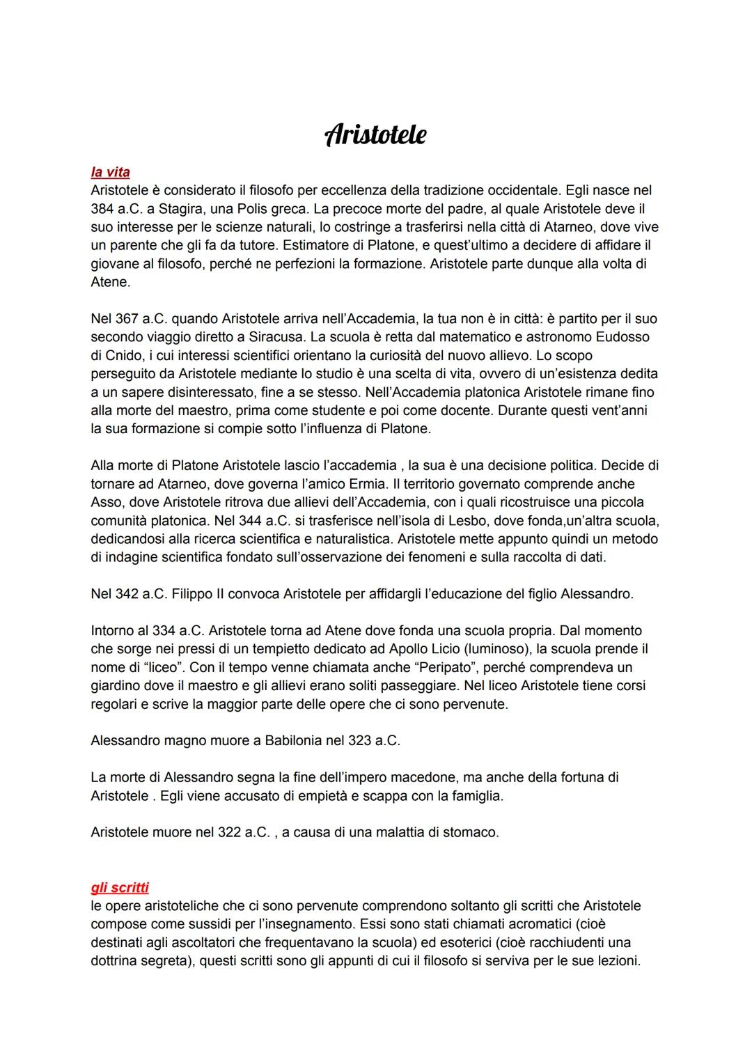 Aristotele
la vita
Aristotele è considerato il filosofo per eccellenza della tradizione occidentale. Egli nasce nel
384 a.C. a Stagira, una 
